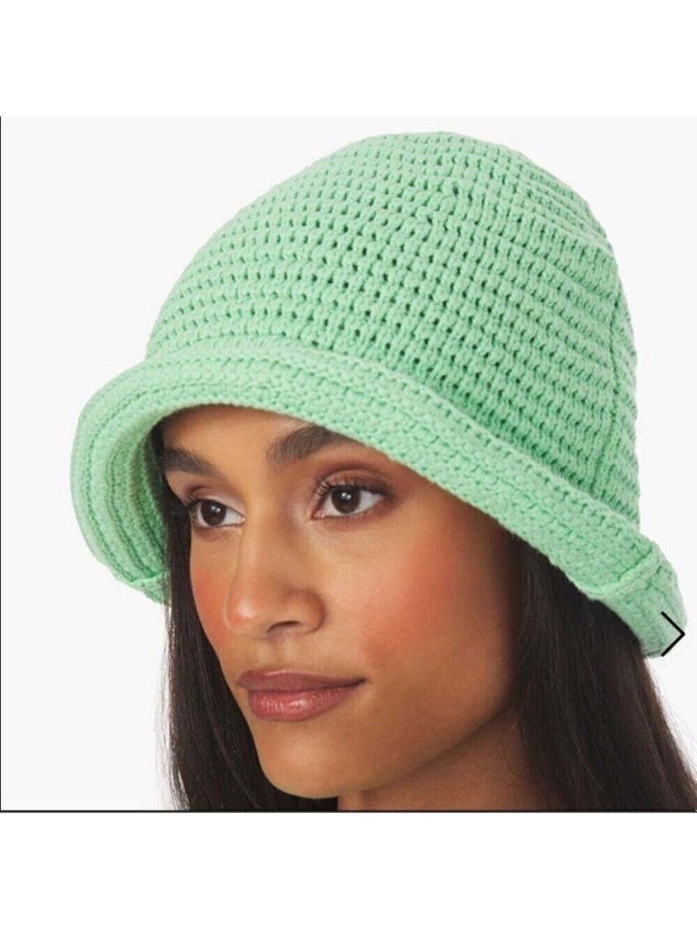 WE Wore What Crochet Solid ZLB Mint Green Bucket Hat Bohemian 100% Cotton
